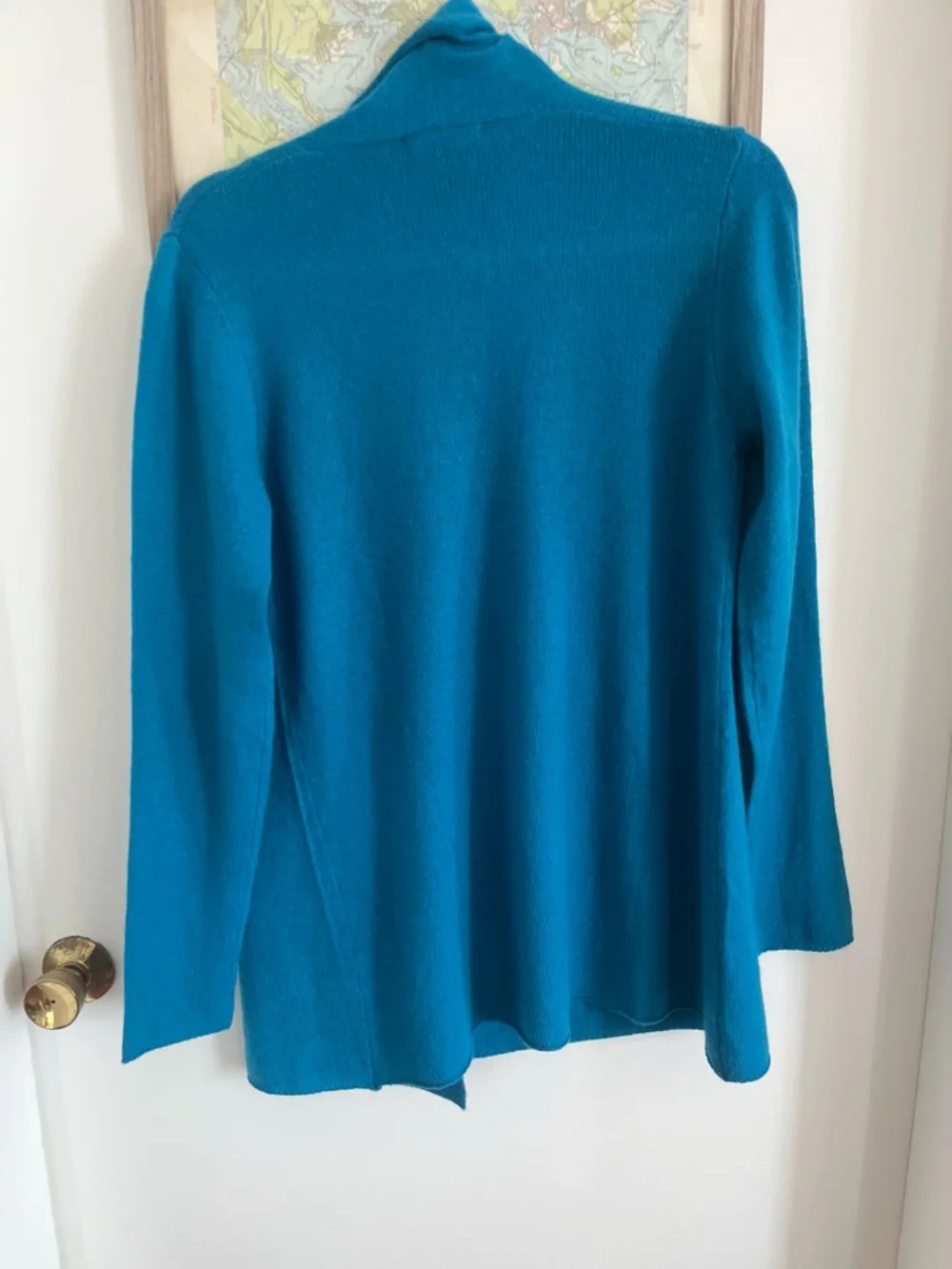 Viva Terra • NWT Teal Open-Front Lightweight Cashmere Cardigan - Picture 2 of 5